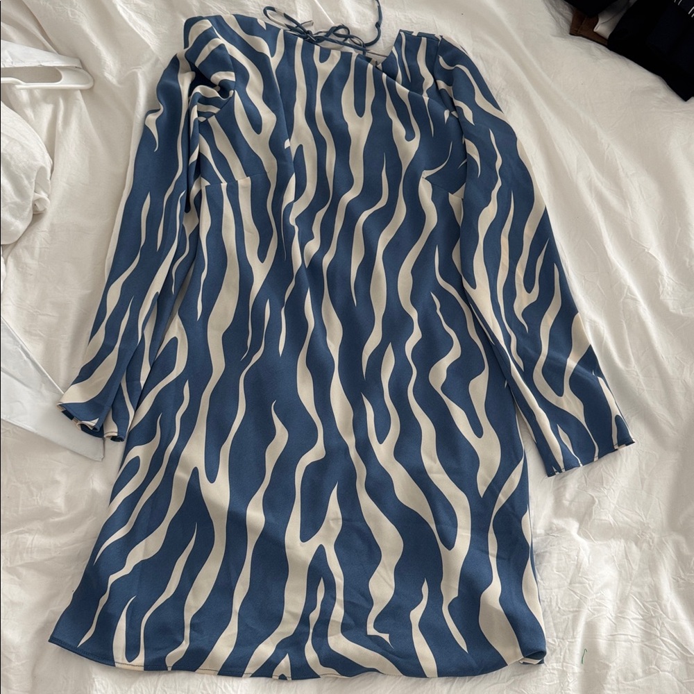 Blue and White Zebra Print Dress